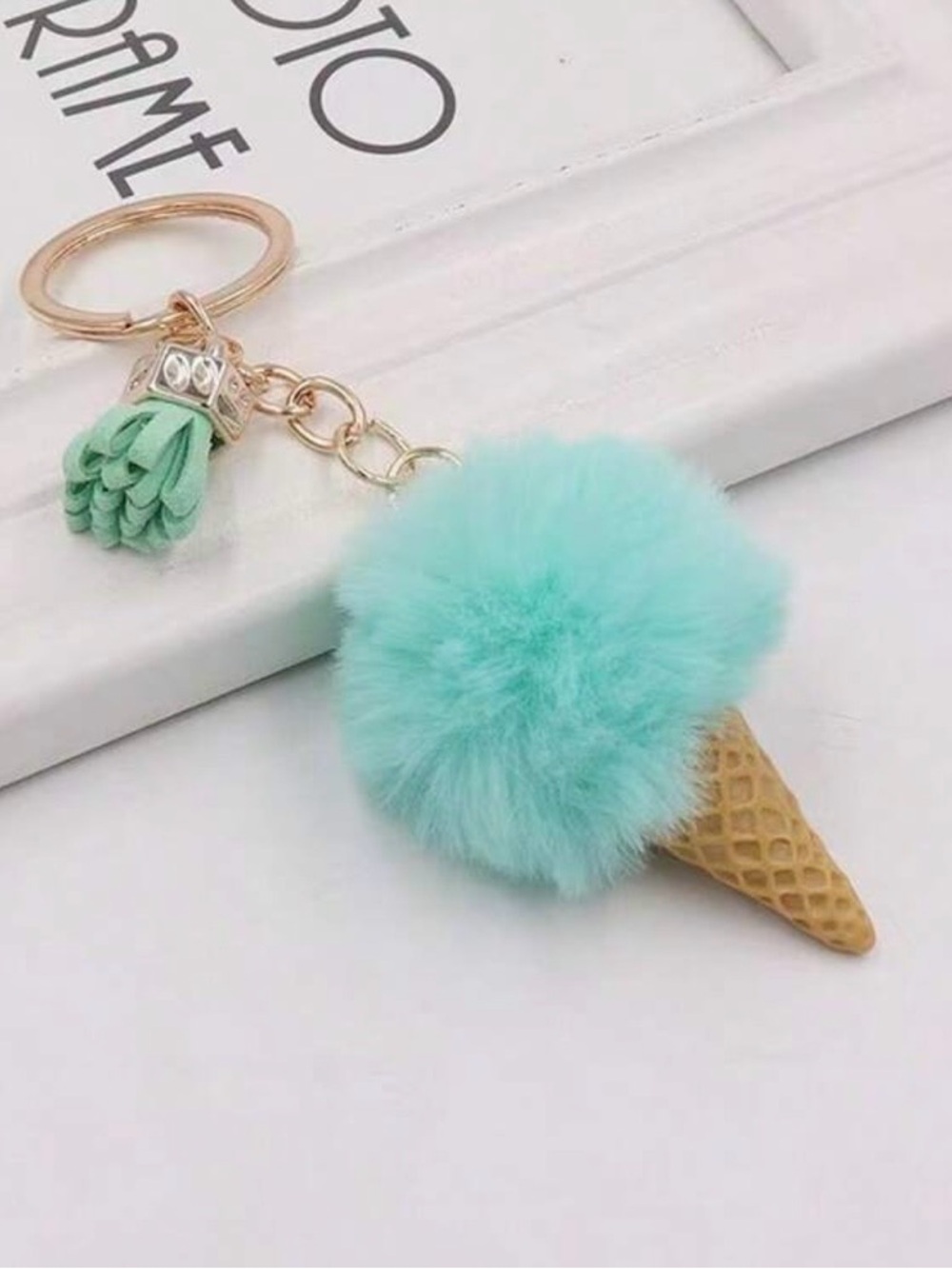 🍦Mint Fuzzy Ice Cream Cone Keychain/Bag Charm🍦